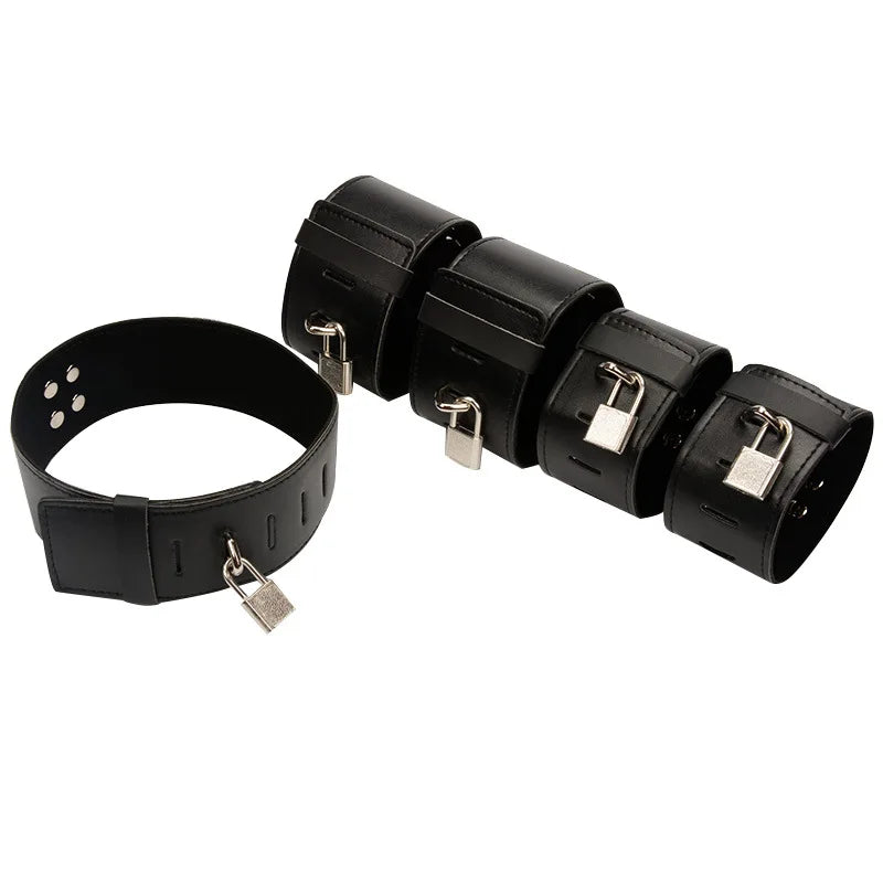 Sex leather Handcuffs Neck Pillow Ankle Cuff BDSM Bondage Set Cuffs Collar neck shackles erotic bondage Restraint adult sex toys