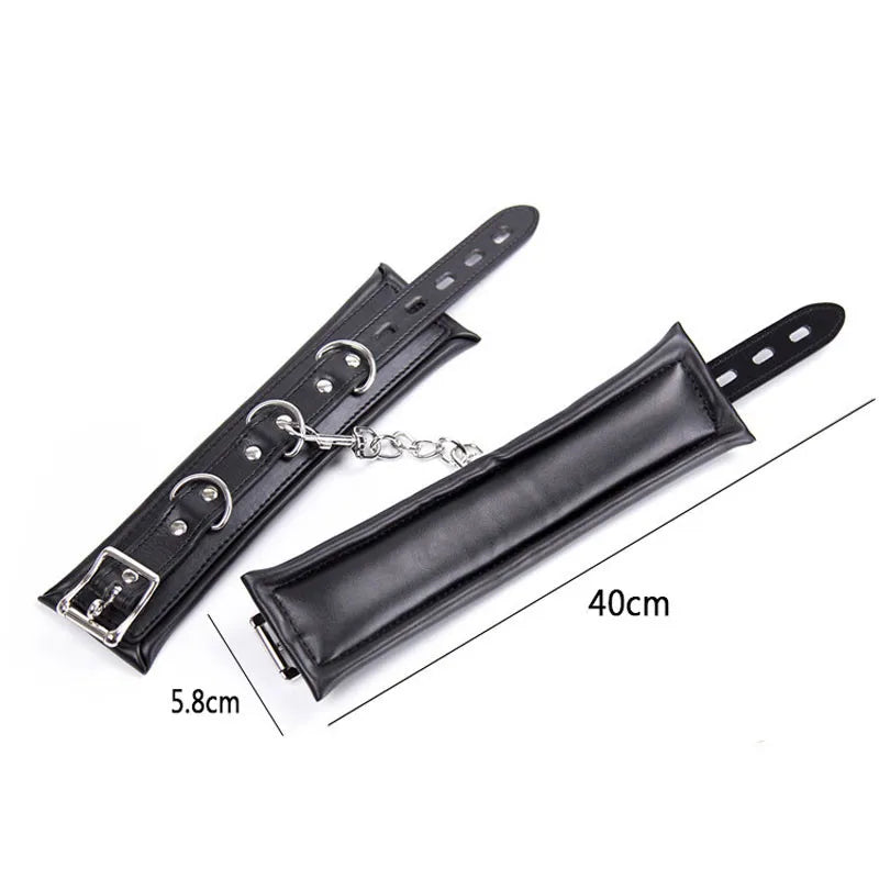 High Quality Soft Leather Sponge Metal Chain Handcuff Ankle Cuff BDSM Bondage Sex Toy Restraints Sex Bondage Women Exotic Linger