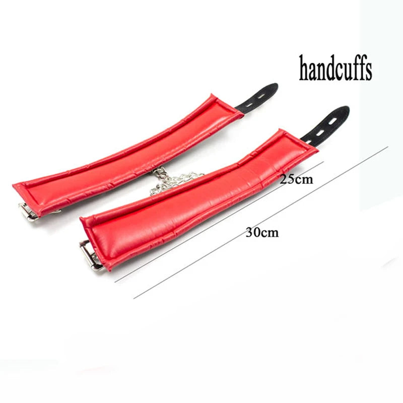 High Quality Soft Leather Sponge Metal Chain Handcuff Ankle Cuff BDSM Bondage Sex Toy Restraints Sex Bondage Women Exotic Linger