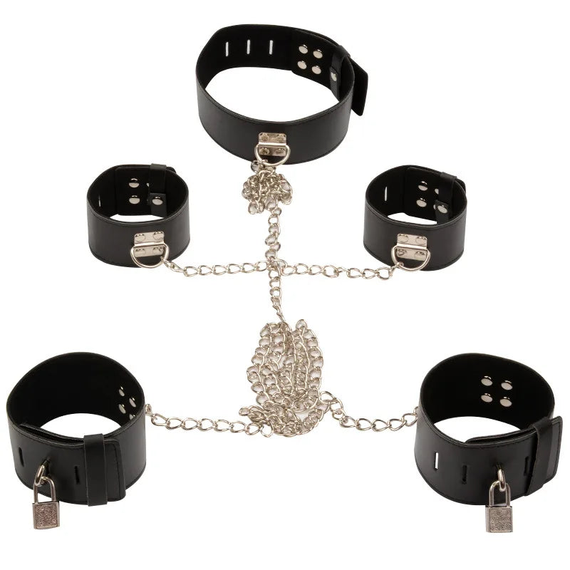 Sex leather Handcuffs Neck Pillow Ankle Cuff BDSM Bondage Set Cuffs Collar neck shackles erotic bondage Restraint adult sex toys