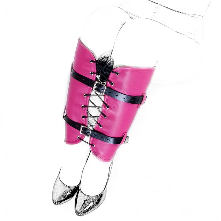 BDSM Bondage Leg/Arm Binder,Behind Back Straight Jacket,SM Leather Armbinder Restraint Slave Lockable Glove With Shoulder Straps