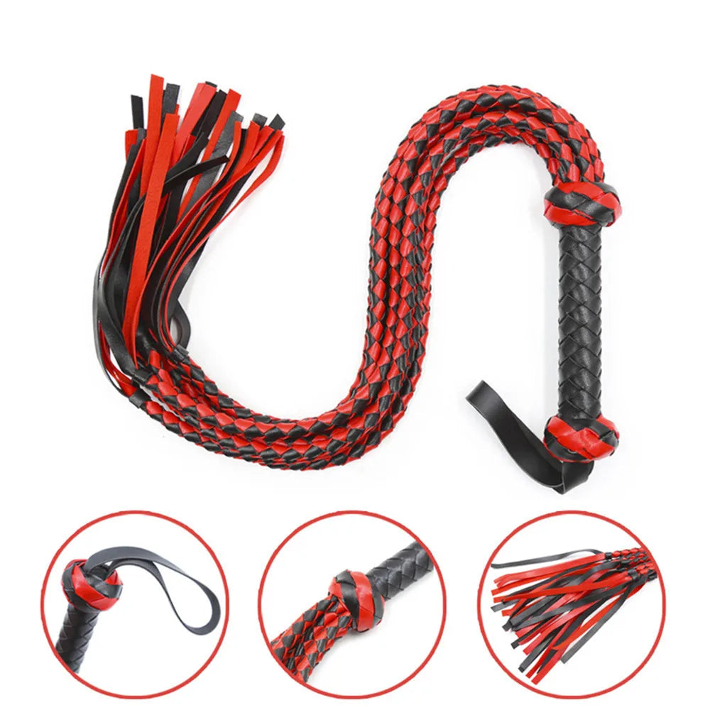Durable Woven Pattern Leather Whip Bdsm Bondage Restraints Adult Games Sex Toys For Couples Flirting Erotic Products Party Props