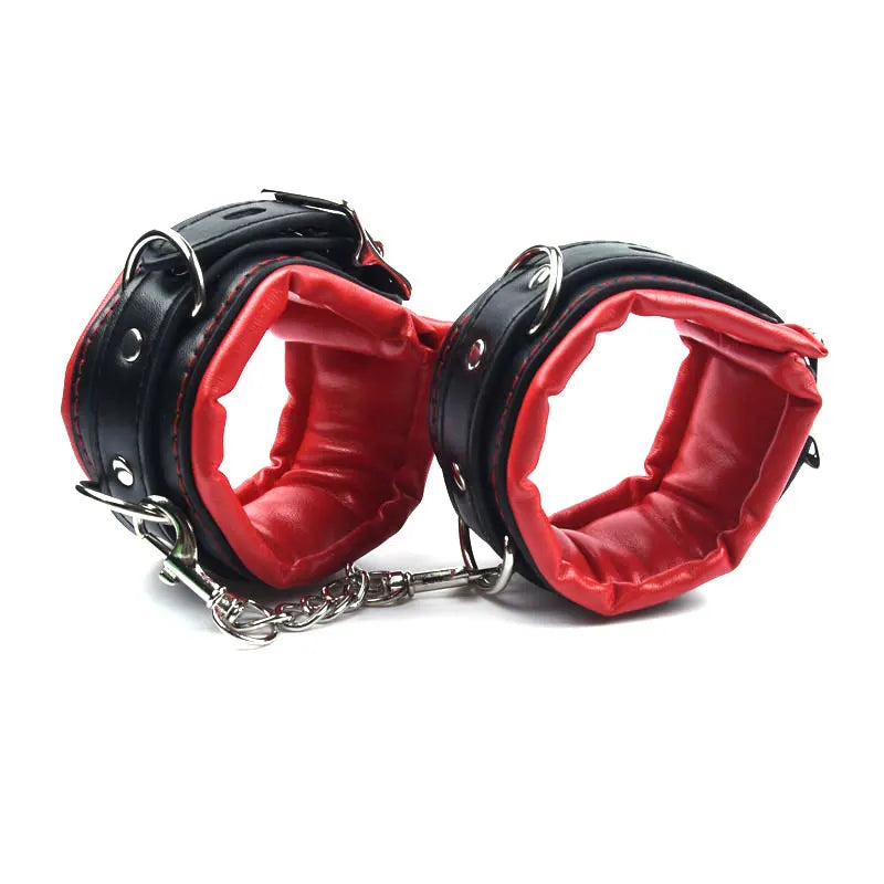 High Quality Soft Leather Sponge Metal Chain Handcuff Ankle Cuff BDSM Bondage Sex Toy Restraints Sex Bondage Women Exotic Linger