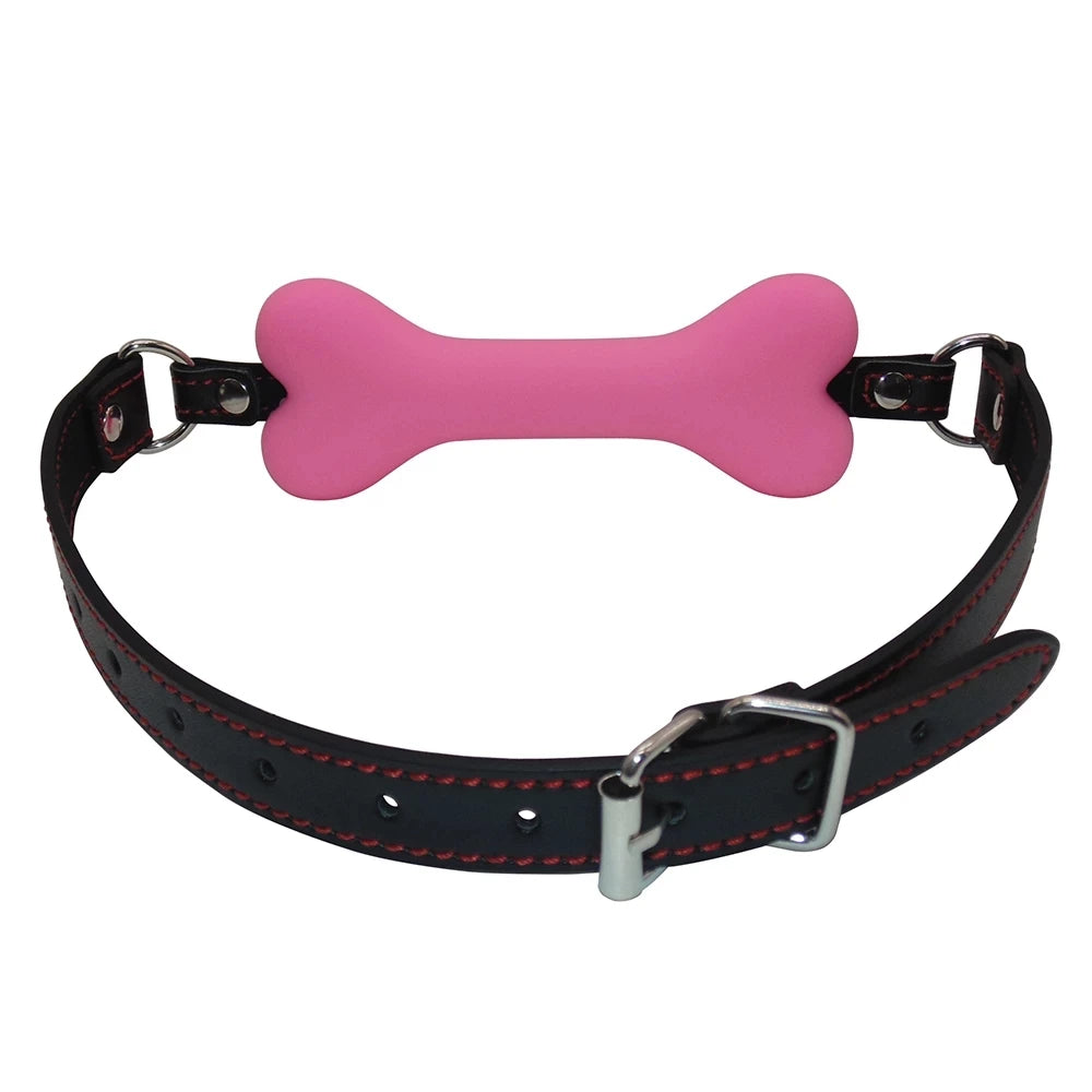 Sexy Leather Harness Mouth Gag Plug Silicone Dog Bone Ball BDSM Bondage Couples Flirting Erotic Products Oral Sex Toys For Women