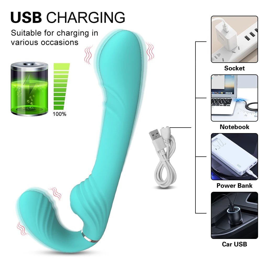Mini Waterproof G-spot Vibrator for Women USB Rechargeable Dual Vibrating Massager with 10 Frequency Vibration Mode
