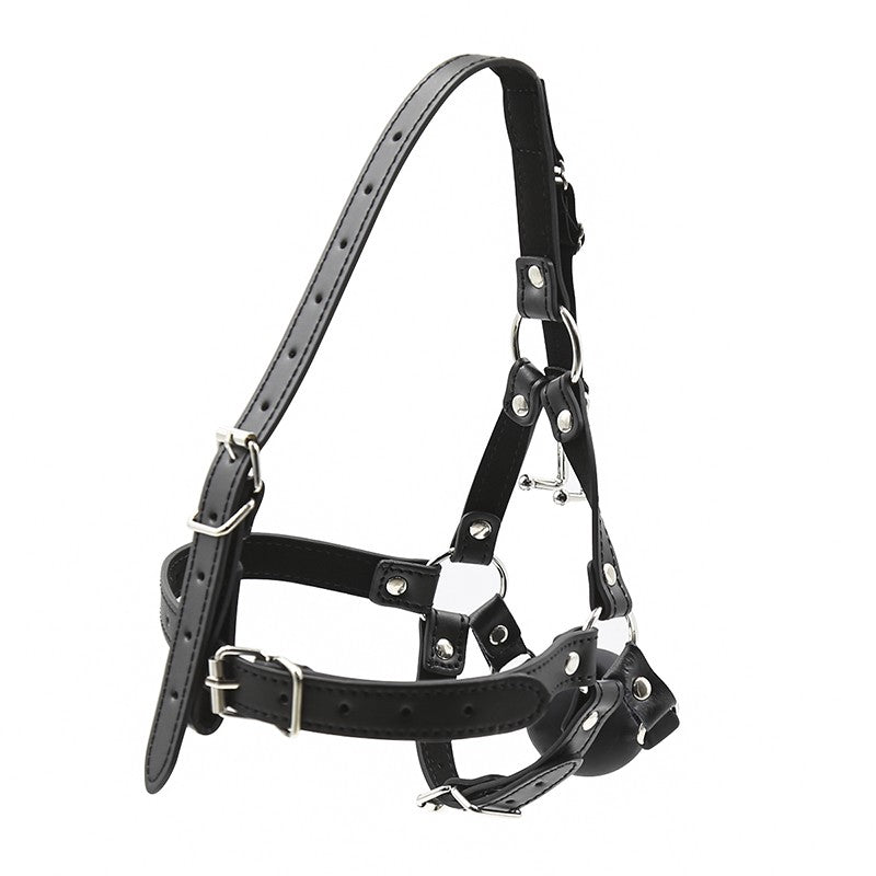 Slave Horse Harness Silicone Ball Gag BDSM Bondage Restraints Oral Fixation Open Mouth Gags Nose Hook Strap Fetish Sexy Cosplay