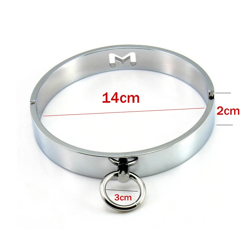 SM Metal Stainless Steel  Neck Collar BDSM Sexy Leash Ring Chain Slave Bondage Toys Role Play Erotic Sex Toys For Women Men