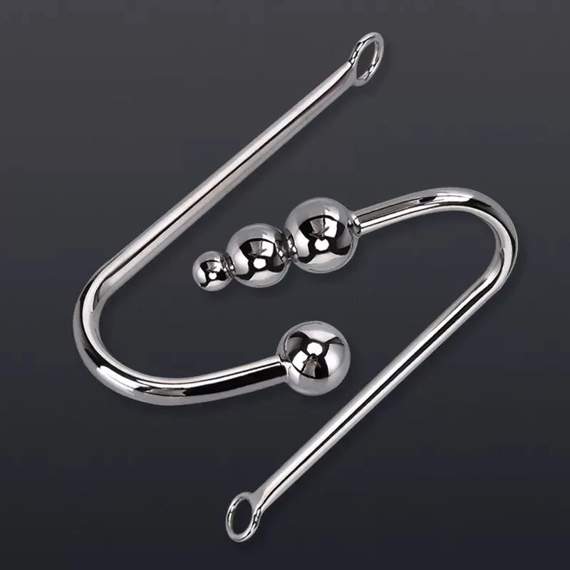 Stainless Steel Anal Hook With Anal Beads Hole Anal Hook Metal Butt Plug Anal Sex Toys Adult Product No Vibrator For Men Gay