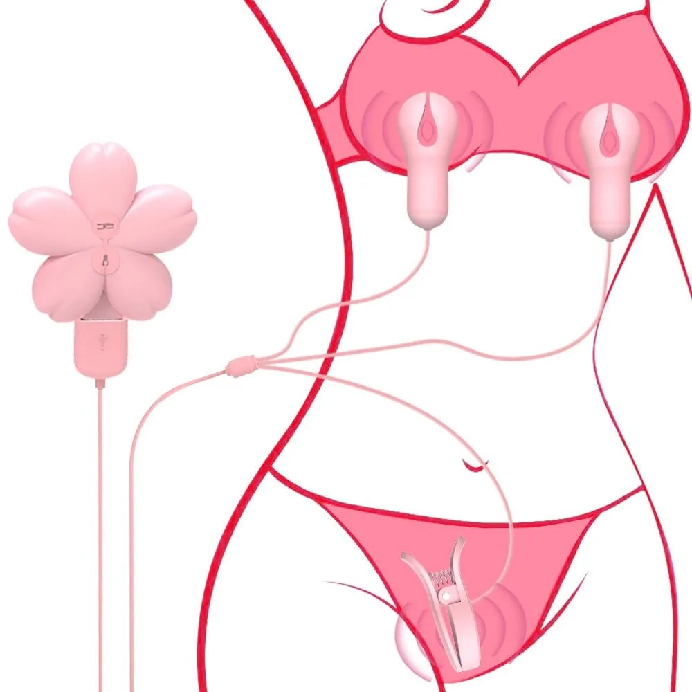 Nipple Clamp Vibrator for Women Labia Powerful Vibration with Clips Breast G Spot Clitoris Stimulator Vibrating Massager Sex Toy