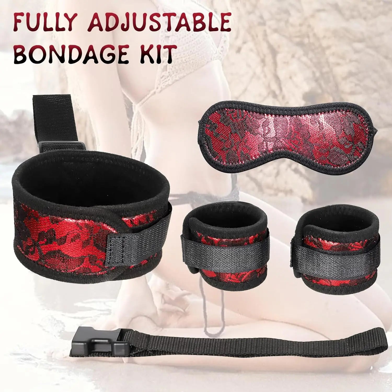 BDSM Bondage Kit Adult Restraints Sex Toys for couples Neck to Wrist Adjustable Bondage Gear & Accessories Back Handcuffs Collar