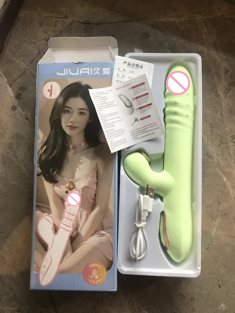 Female sex toy vibrator inserted into anal dildo licking female sex toy automatic rotating masturbation stick adult product