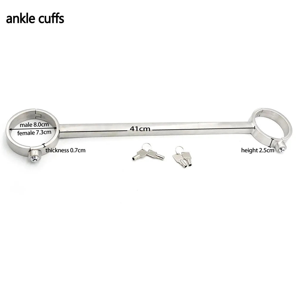 Stainless Steel Spreader Bar Lockable Hand Ankle BDSM Bondage Cuffs Adult Games Restraints Handcuffs Sex Toys For Couples Woman