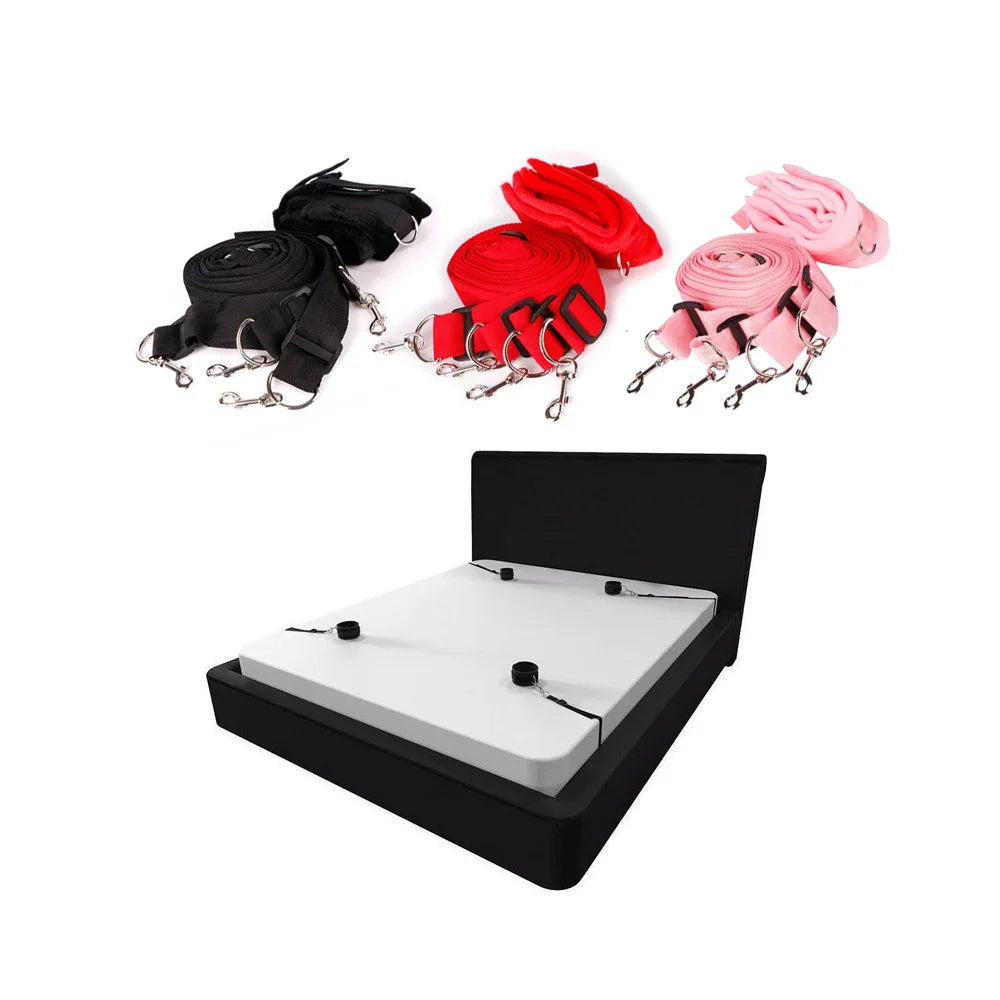 BDSM Bed Strap Bondage Alternative Binding on The Bed with Plush Binding Sex Toys,Flirting Handcuffs Footcuffs,Sm Self Bondage