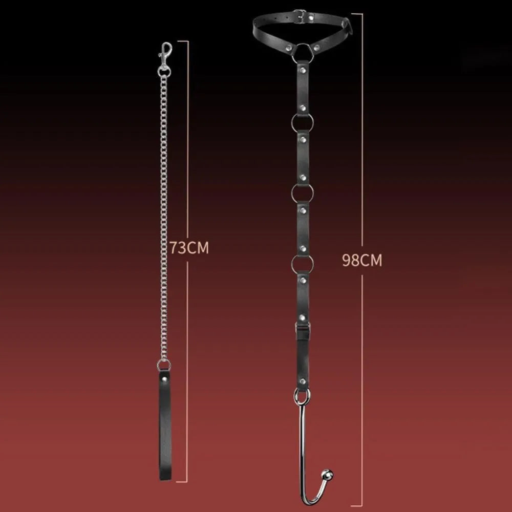 SM Metal Anal Hook Adult Sex Toy Forced Restraint Assistant Tight Bodysuit Anal Masturbation Couple Erotic Adult Products