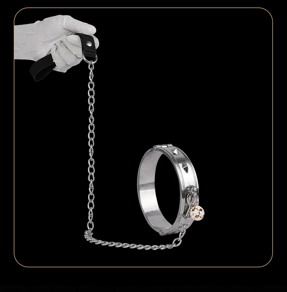 SHAZ Thick Heavy Collar Neck Sleeve Lockable Slave Dog Hentai Stainless Choker BDSM Accessories Adult Game Sex Toy Men Women 18+