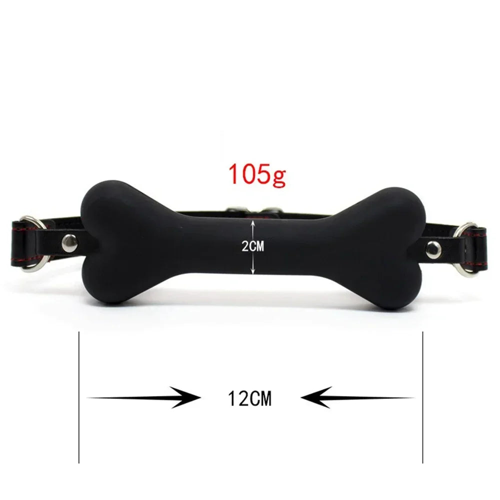 Cute Solid Leather Harness Mouth Silicone Dog Bone Ball Gag BDSM mouthPlug Couples Flirting Sex Products Erotic toys Adult Games