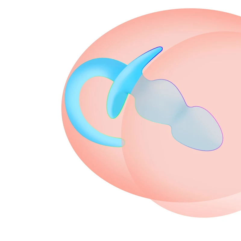 Factory Sales Silicone Dog Tail Luminous Anal Plug Puppy Play Anal Accessories G-Spot Prostate Massage Butt Plug Fetish Sex Toys