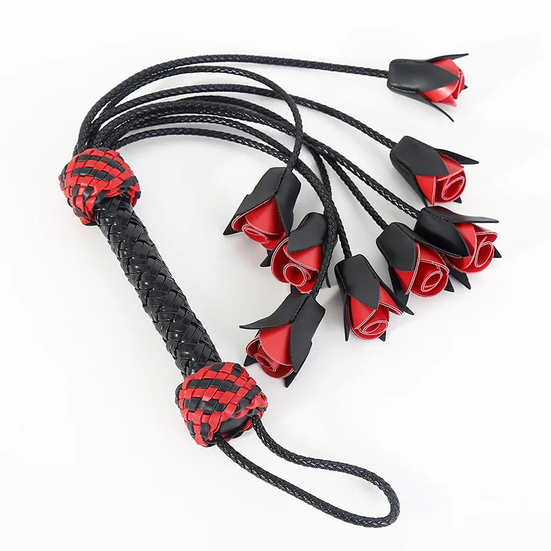 Handmade Woven Rose Flower Leather Whip Leather Whip Loose Whip SM Toys Training Adult Toys sex machine sex machine sexshop