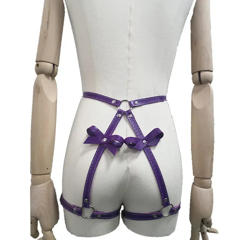 Adult Sexy Underwear BDSM Leather Bondage Lingerie Buttocks Erotic Leg Harness Suspenders Handcuffs Garter Strap For Women Men