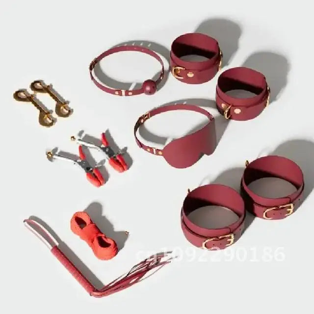 JIUUY Adult SM Sex Products Kits Bondage Gear Collar Butt Game BDSM Whip Sex Bundle Blindfold Erotic Couples for Sex Oral