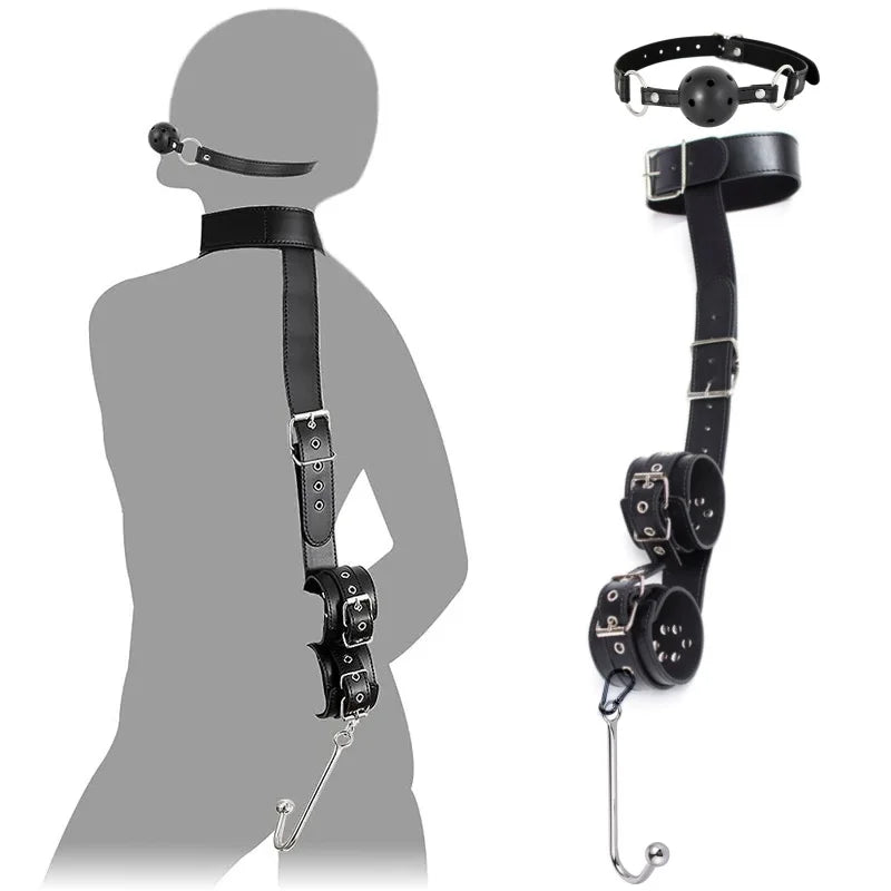 Bdsm Kit of Slave Bondage Handcuffs Backhand Binding Apertural Plug Anal Hook Bondage Toys for SM Sex Toy Couple Bundle Game 18+