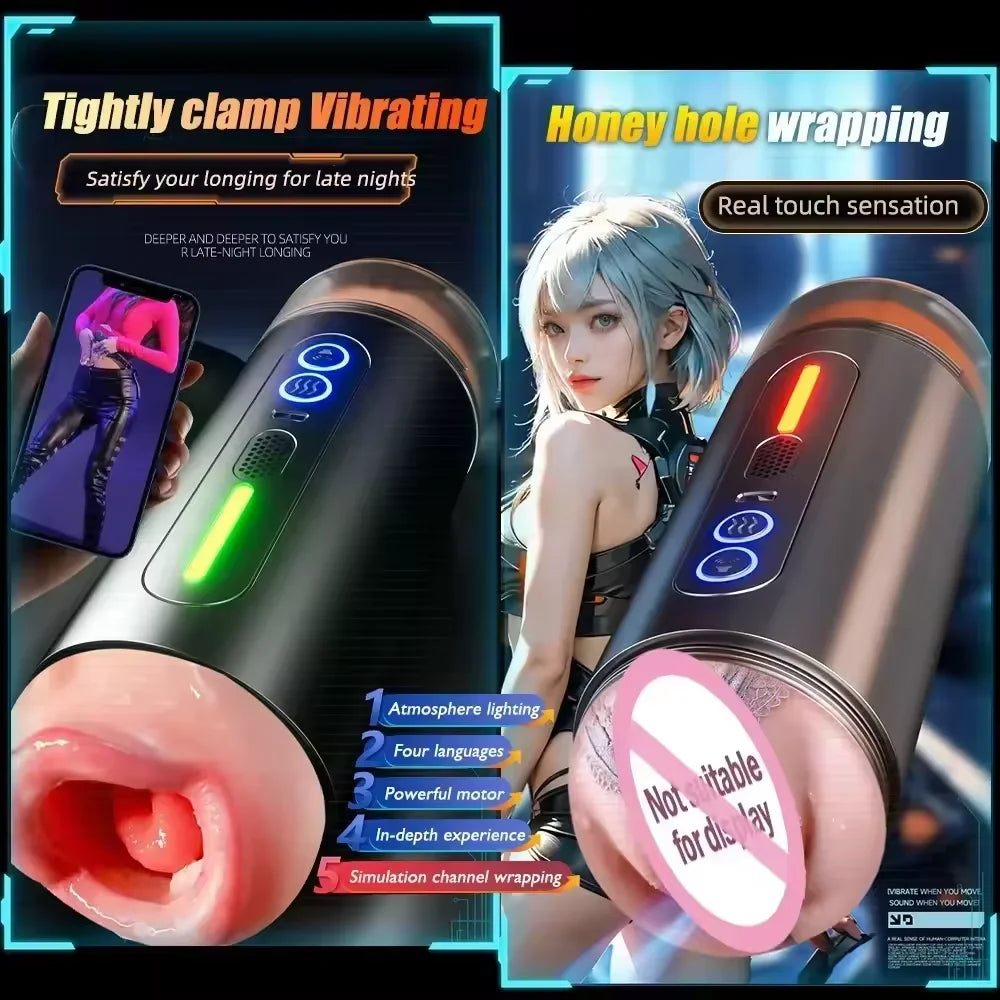 Male Masturbator Toys Automatic Sucking Masturbation Cup for Men, Deep Throat Oral Vagina Suction Blowjob Vibrating Sex Machine