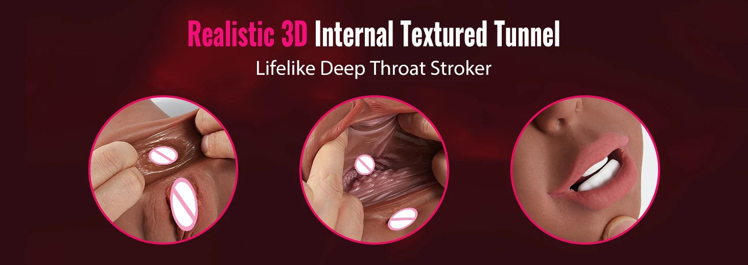 3 In 1 Pocket Pussy Real Vagina Male Masturbator Cup Oral Sex Tight Anus Blowjob Textured Masturbation Adult Sex Toy for Men