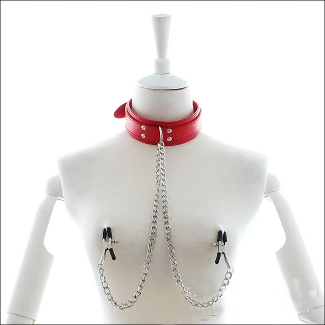 Bdsm Bondage Choker Collar with Nipple Clamp Breast Clip Chain Fetish Slaves Flirt Adult Games Erotic Tools Sex Toys for Couples