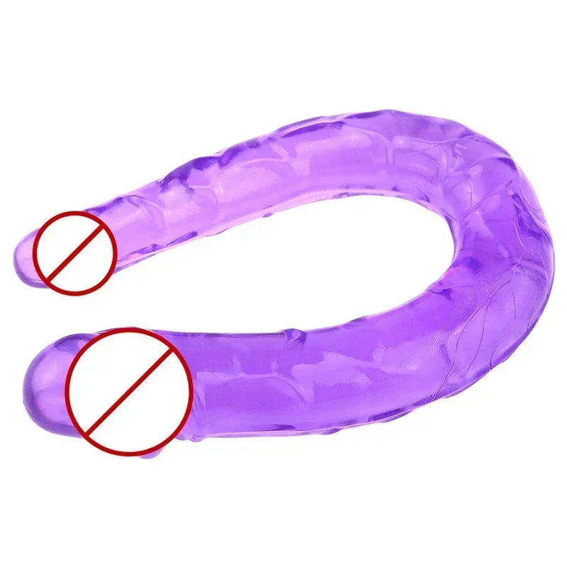Double-Ended Realistic Dildo for Adults Flexible Jelly Penis Cock with Butt Plug Massager G-Spot Stimulation - Sex Toy for Women