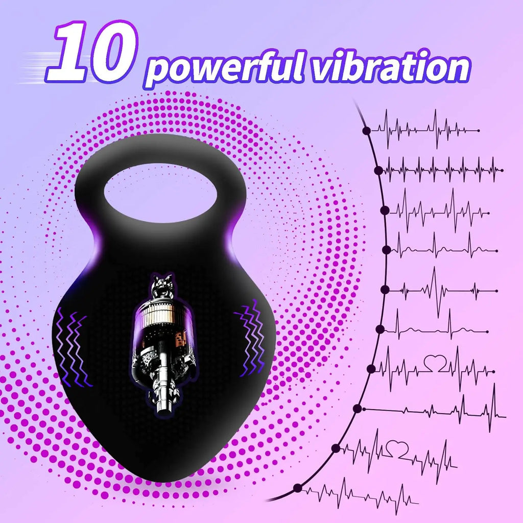 10 Intense Vibrations Cock Ring Vibrator Sex Toys for Men Vibrating Penis Ring Male Toys Cock Ring Vibrator Couples Adult Games