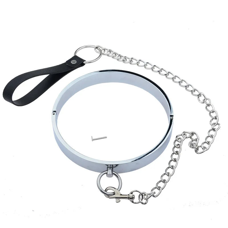 Dia 14cm Metal Neck Sex Collar Adult BDSM Slave Role Play metal Collar For Men Sex Games Couple Sex Bandage Drop shipping