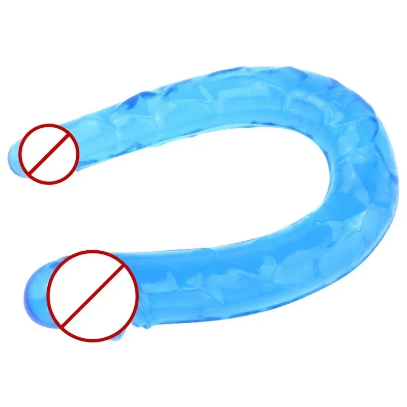 Double-Ended Realistic Dildo for Adults Flexible Jelly Penis Cock with Butt Plug Massager G-Spot Stimulation - Sex Toy for Women
