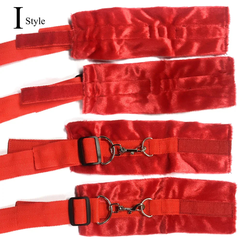 BDSM Bed Strap Bondage Alternative Binding on The Bed with Plush Binding Sex Toys,Flirting Handcuffs Footcuffs,Sm Self Bondage