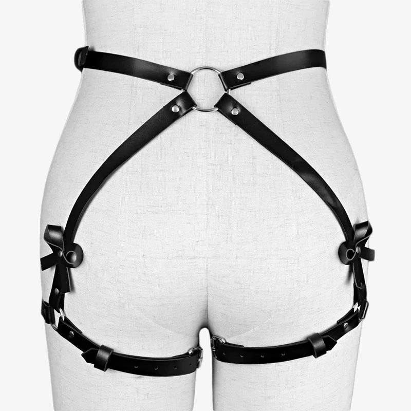 Bdsm Bondage Leg Harness Garter Belt Erotic Lingerie Women Body Garters Gothic Lenceria Mujer Sexy Bow PU Leather Harness Belts