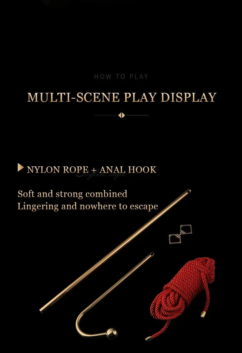 LOCKINK Metal Anal Hook Couple Adults Toys SM Posterior Anal Dilation Single Bead Adjustable Restraint Equipment for Men Women