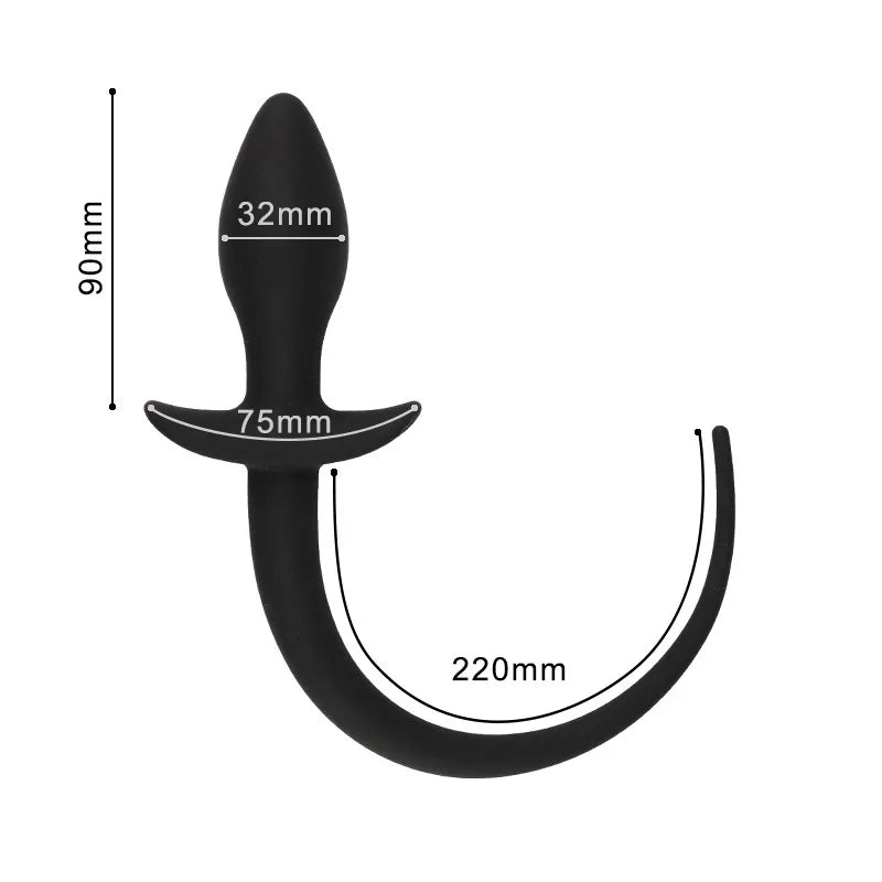 Factory Sales Silicone Dog Tail Luminous Anal Plug Puppy Play Anal Accessories G-Spot Prostate Massage Butt Plug Fetish Sex Toys