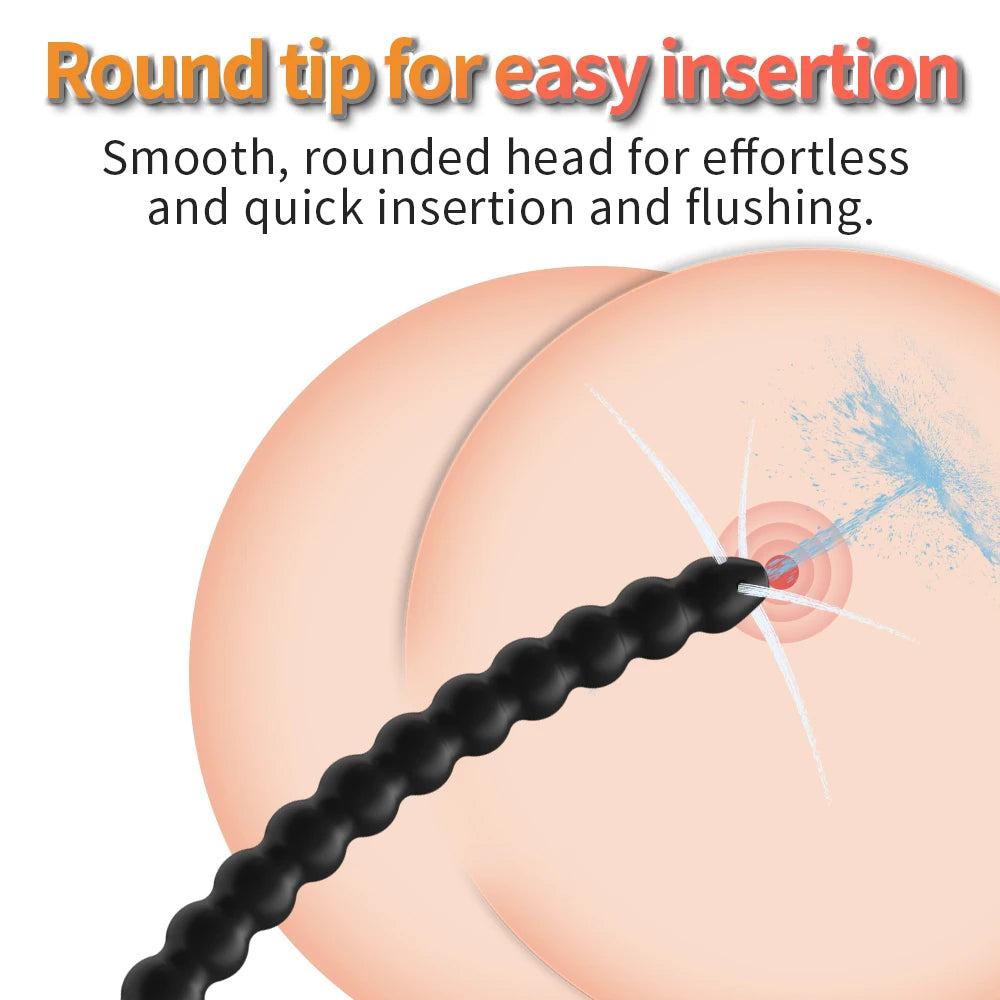 Silicone Long Anal Beads Plug Dilator Douche Enema Vagina Cleaning Kit Buttplug Syringe Shower Head Gay Sex Toy For Couples