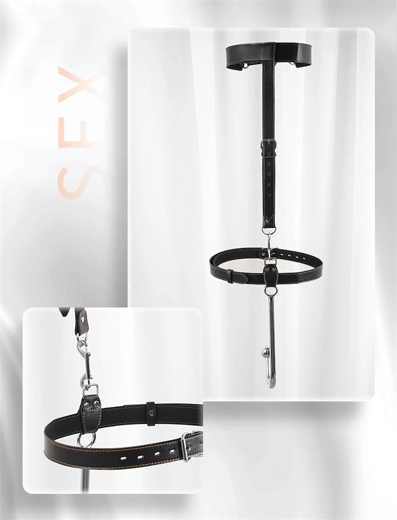 Bondage Gear Adult Sex Toy Set Anal Hook Mouth Gas Harness BDSM Handcuffs Mouth Plug Adjustable Collar Slave Bondage Sex Toys