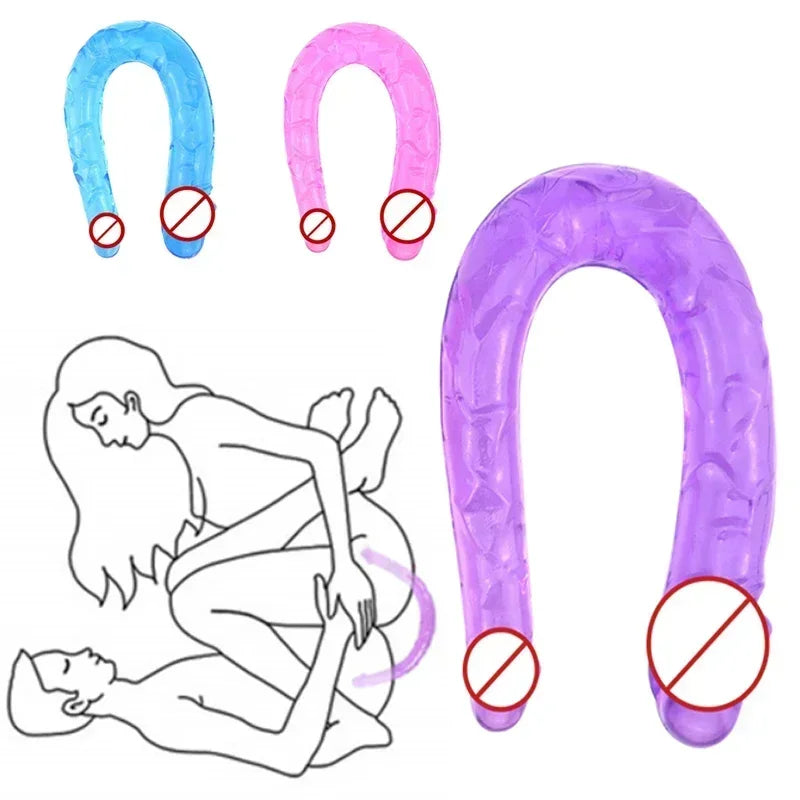 Double-Ended Realistic Dildo for Adults Flexible Jelly Penis Cock with Butt Plug Massager G-Spot Stimulation - Sex Toy for Women