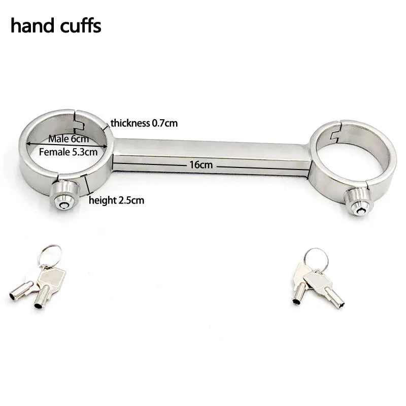Stainless Steel Spreader Bar Lockable Hand Ankle BDSM Bondage Cuffs Adult Games Restraints Handcuffs Sex Toys For Couples Woman