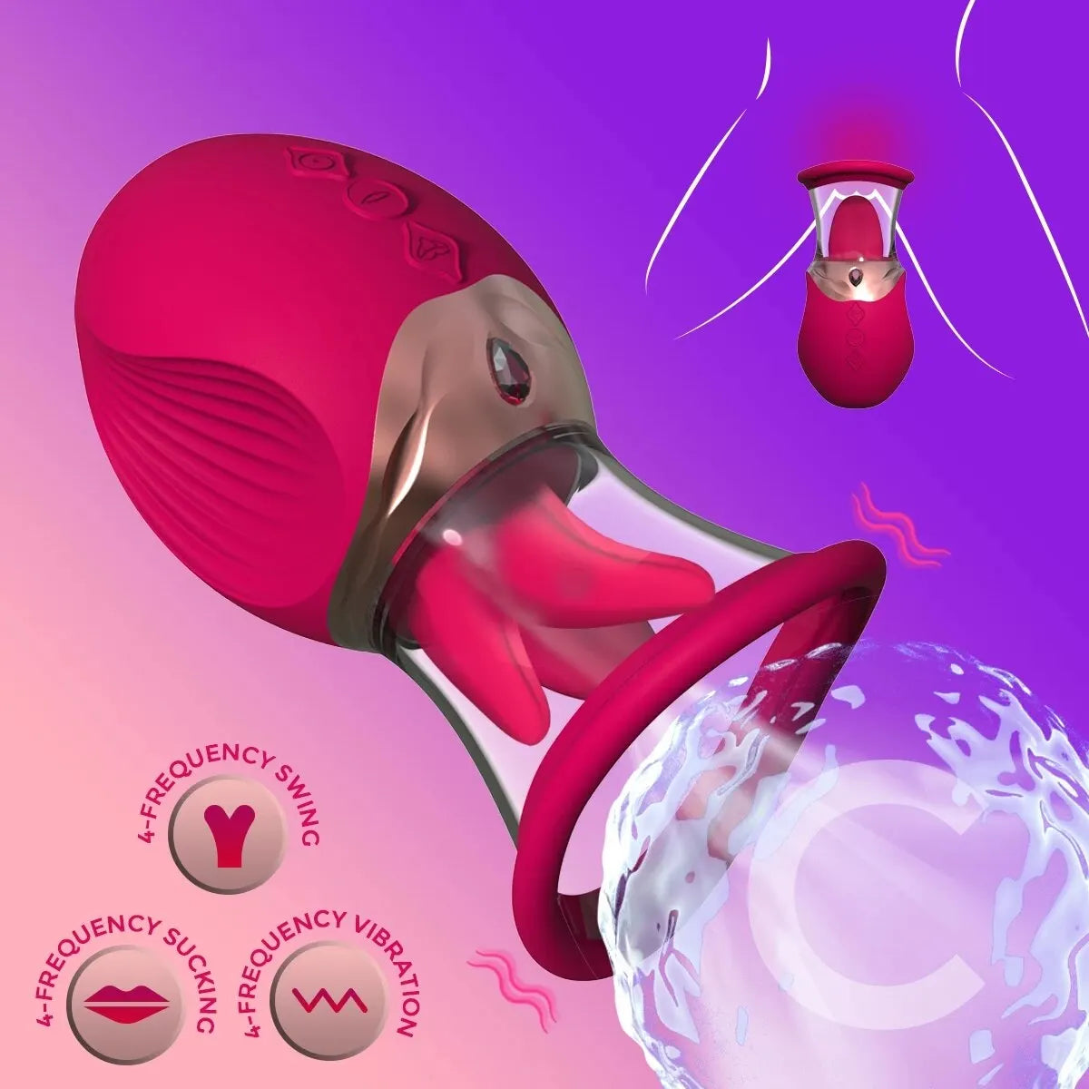 Realistic Tongue Licking Adult Sucking Vibrator Sex Toy 3 in 1 Nipple Clitoral G Spot Stimulator For Women Couples