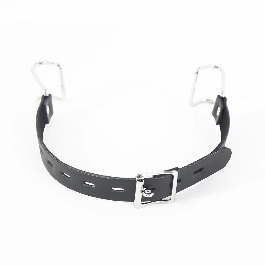 Stainless Steel Spider Ring Gag BDSM Bondage,Nose & Mouth Hook Spreader Leather Head Harness ,Sex Toys For Couples Restraints