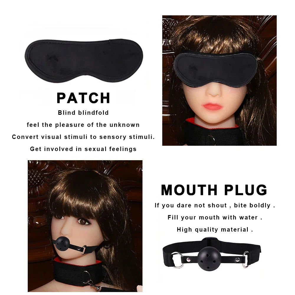 BDSM Kits Adults Sex Toys For Women Men Handcuffs Nipple Clamps Whip Spanking Sex Metal Anal Butt Bdsm Bondage Set
