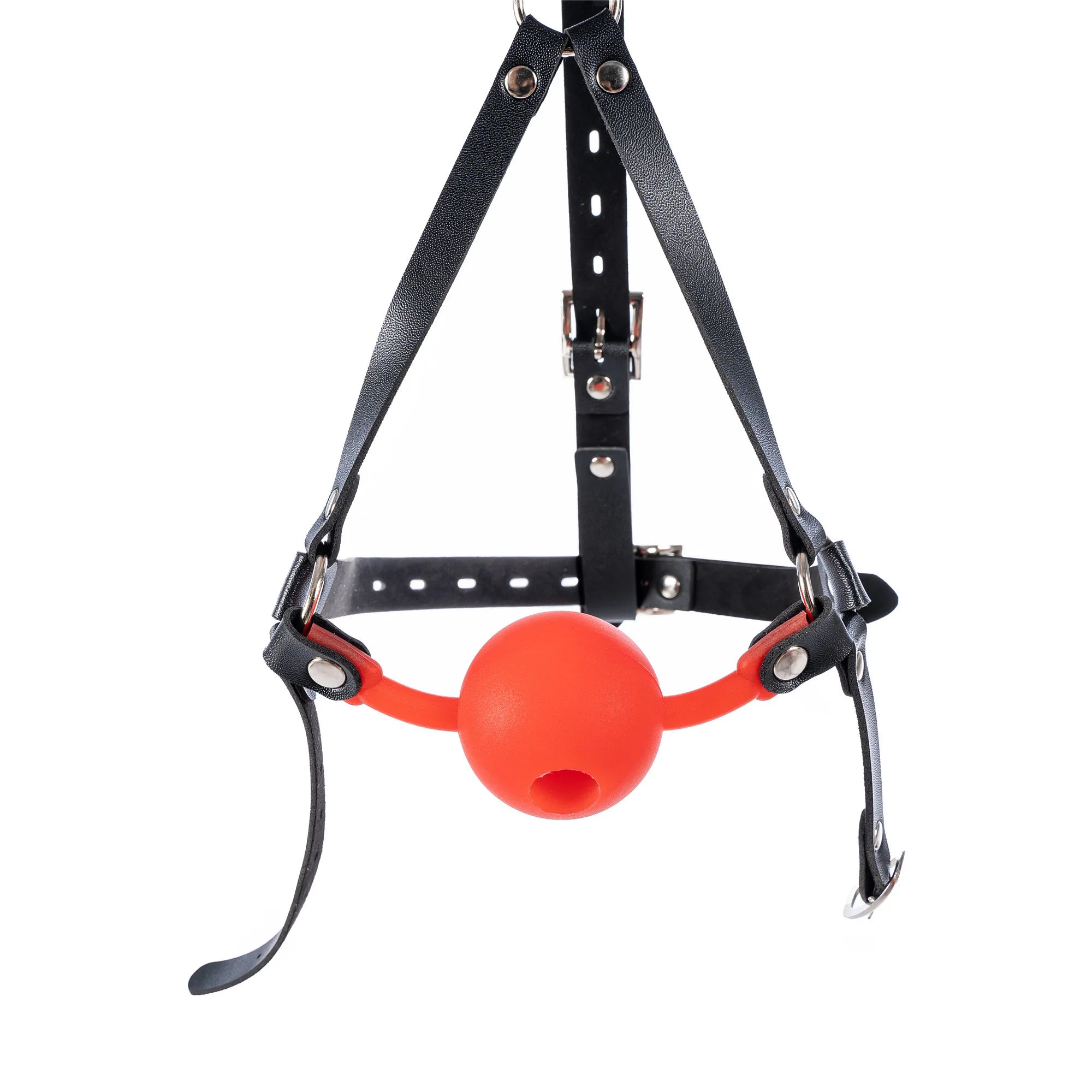 Leather Wetlook BDSM Mask Hood Gimp Open Mouth,Silicone Ball Gag with Hole,Bondage Gear Head Harness,Erotic Sex Toys For Couples