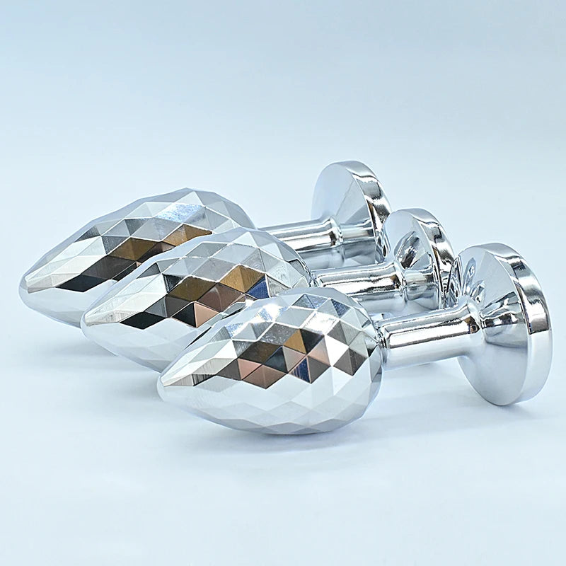 Silvery Stainless Steel Diamond Surface Anal Plug Dildo Crystal Base Butt Plug Analplug Sex Toys For Woman Adult Toys Anal Toys