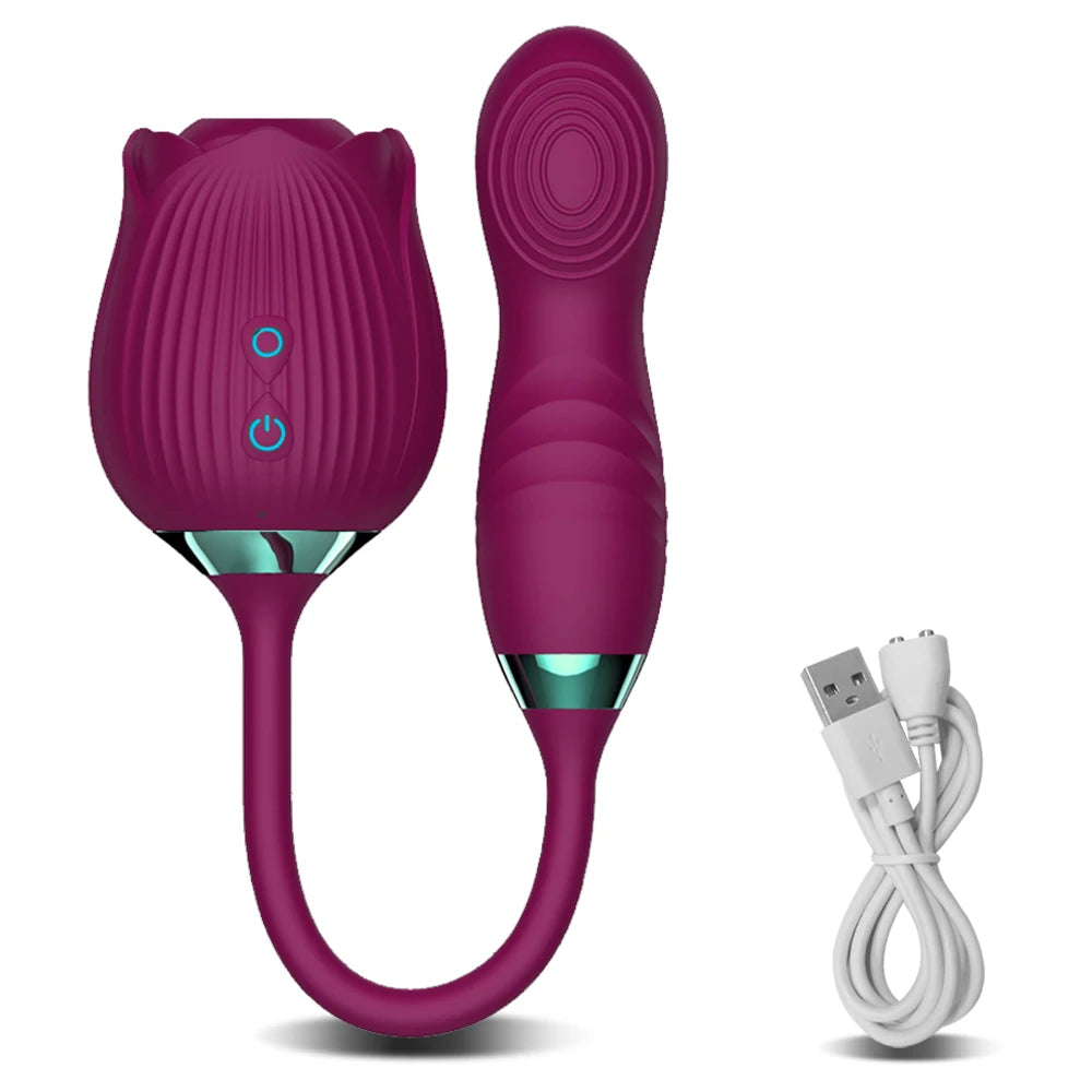 Sexy Adult Female Rose-Sucking Dildo Vibrator for Women Nipple Clit Stimulator Vibrating Penetration Vagina Vibrator Sex Toys 18