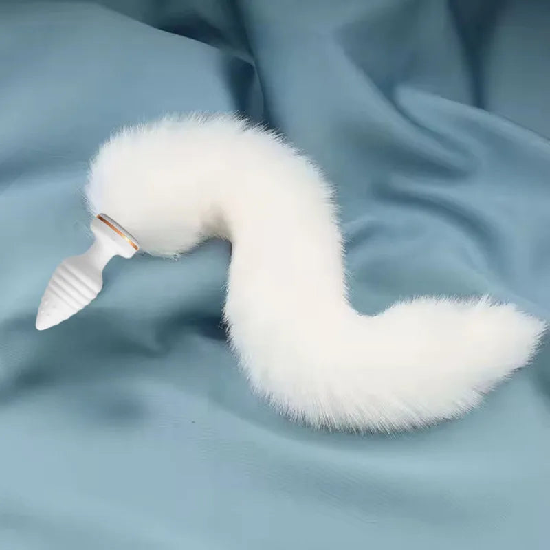 Fox Tail Anal Vibrator Butt Plug Replaceable Silicone Plugs Sex Adult Toys Flirting Tool For Couples SM Role Play Remote Control