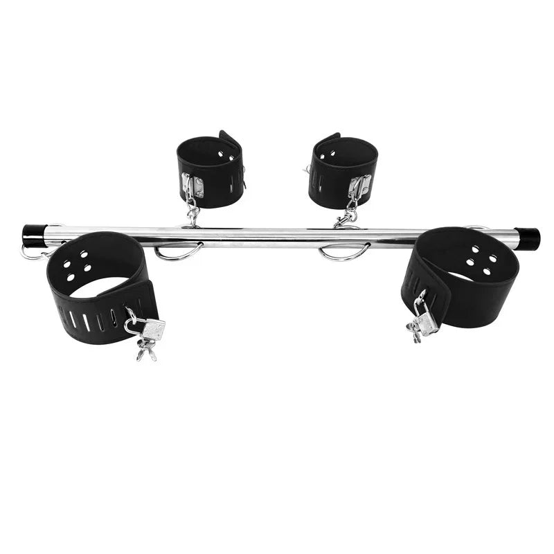 Stainless Steel BDSM Bondage Locking Kneeling Frame Handcuffs Collar Set Dildo Anal Plug Dog Slave Sex Toy Tool For Men Gay