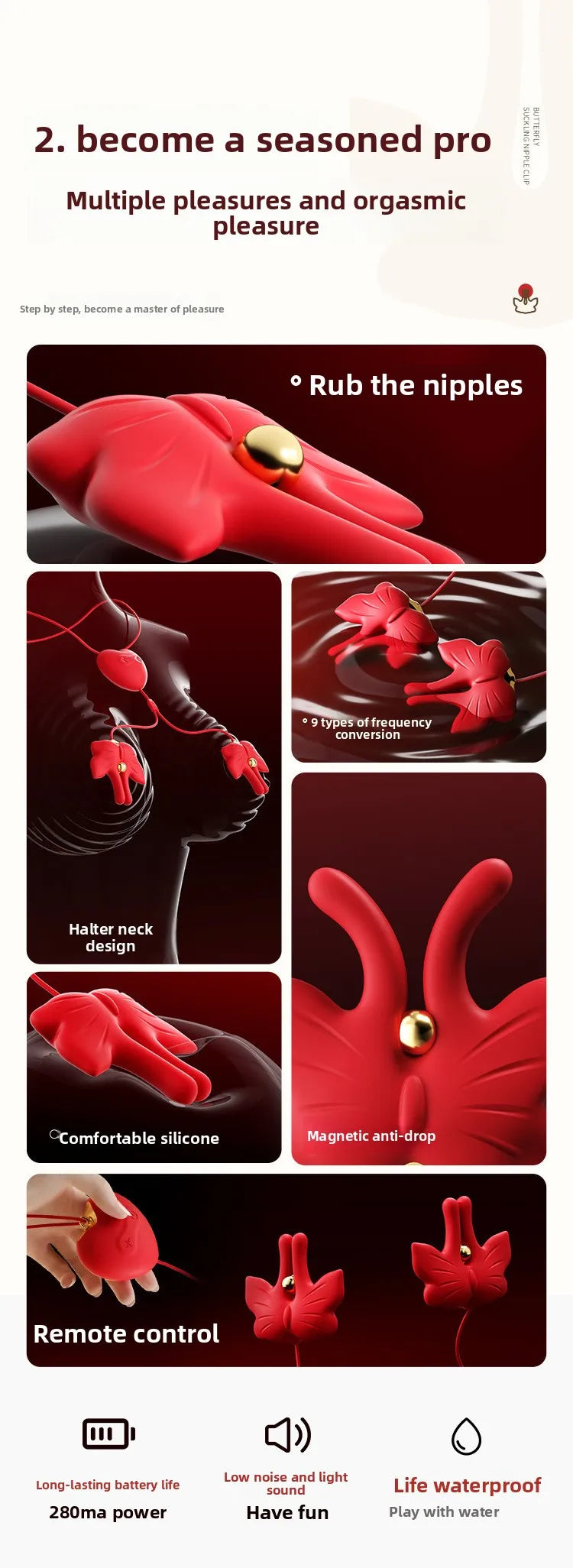 Nipple Clamp Vibrator Breast Stimulatior Magnetic Nipple Clip Sex Toys Necklace for Clitoris Anal Erotic Toys Adults for Couples