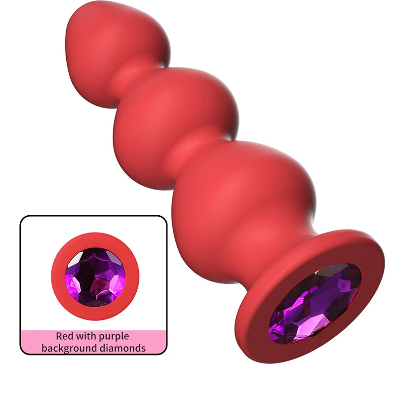 Silicone Anal Plug For Women Anal Vaginal Expander Bottom with colored diamonds Sex Toy Adults Games Couple Tool Erotic Products